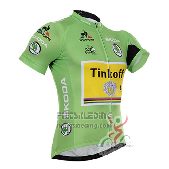 2016 Fietskleding Tinkoff Lider Groen en Zwart Korte Mouwen en Koersbroek